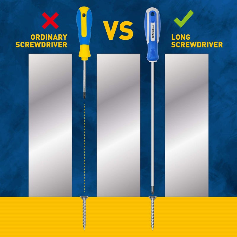 Amartisan 2-Piece 12'' long Screwdriver Set, Long Blade Screwdriver Set 12-Inch Magnetic Screwdriver, Phillips & Slotted Bits .ï¼ˆNEWï¼‰ - Image 5